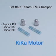 (1 Set) Embedded Bolts Plus Exhaust Nuts for Supra X 125 Vario 125 Vario 150 M7 x M7 x 35 Thread 11