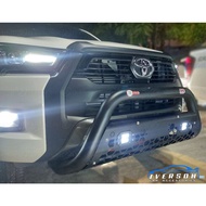 HAMER Storm Series Bull Bar Hard Bumper Protection Nudge Bar with LED installed in Hilux Conquest