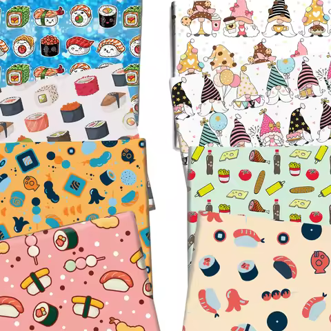 50*145cm Food Christmas Sushi Polyester Cotton/Pure Cotton Canvas Fabric Tissue Sewing Quilting Need