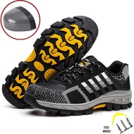 Safety Shoes Flying Woven Breathable Work Shoes Steel Toe Shoes Lightweight Steel Plate Protective Shoes Fashion Safety Shoes Anti-smashing Anti-puncture Work Shoes Steel Toe-toe Anti-slip Work Shoes Protective Shoes Construction Site Work