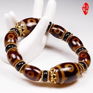 Three Nine Eyes Dzi Beads Bracelet Agate Chalcedony Men Women Tibet Genuine Products Play Buddha Bea