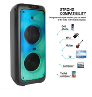 BTS-1387 Dual 10 inch  Flame LED light SPEAKER Wireless  Power Subwoofer  Bluetooth Speaker with Wir