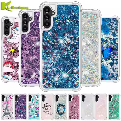 A54 SM-A546B Case on For Samsung Galaxy A54 Cover Cartoon Quicksand Dynamic Liquid Case for Samsung 