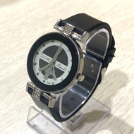 Jam Tangan Wanita Remaja Fashion Desain Mewah Motif Paris Tali Rubber