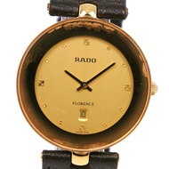 นาฬิกา Rado Florence มือสอง รหัส 160.3677.2 สายหนังชุบทอง ผลิตในสวิตเซอร์แลนด์ ตัวเครื่องควอตซ์สีน้ำ