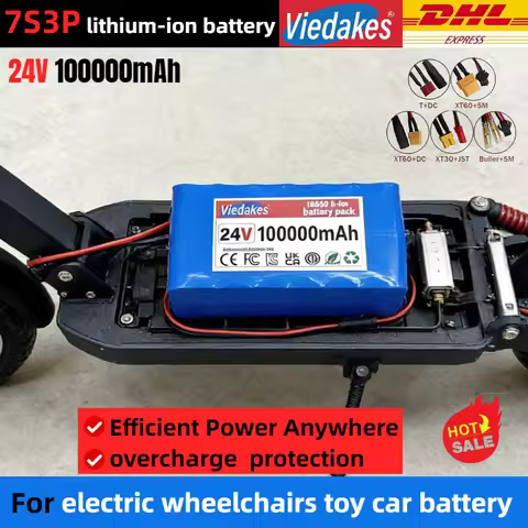 24V 100Ah 7S3P lithium battery:suitable for long-distance driving of electric scooters,1000+ Cycles，