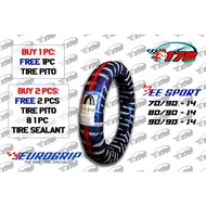 Eurogrip tubeless tire 70/90*14 80/90*14 90/90*14 w/free