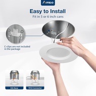 Amico 1 Pack 5/6 inch 5CCT LED Recessed Lighting, Dimmable, IC & Damp Rated, 12.5W=100W, 950LM Can L