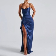 DUNEA Sexy Shrunken Split Satin Dress