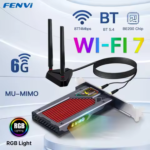 fenvi WiFi 7 Wireless Pcie Adapter Bluetooth 5.4 802.11be RGB light BE200 Network Card Tri band 6G/5
