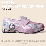 100% BNIB Sepatu Sneakers Lifestyle Wanita Women-new-balance-1906 L 1906L Loafer Slip On Pink Silver