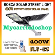 BOSCA Solar Street Light 3 Years Warranty Waterproof Outdoor Street Light with 25W Solar Panel Remote Light Control with Bracket BLS-29 400W 600W