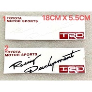 TOYOTA RACING DEVELOPEMENT TRD 18CM X 5.5CM CUTTING RACING PRINT STICKER DECAL MOTORCYCLE CAR SIDE B
