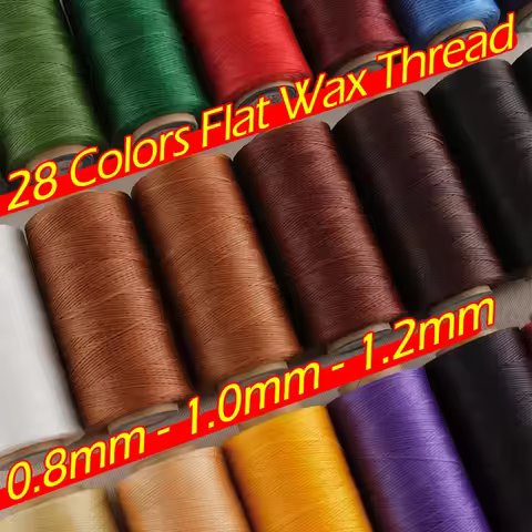 Polyester Flat Wax Thread 150D-300D /0.8-1.2mm, 135m-270m Multi-purpose Thread, Hand Sewn Leather Pr