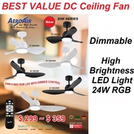 SG Safety Mark AeroAir Ceiling Fan LED RGB Light Dimmable Tri Color Lighting DC Motor Remote Control Local Warranty