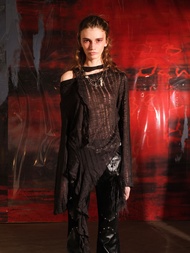 เสื้อถักแขนยาวทรงเข้ารูปสไตล์สตรีท NN-NORTH NODE พร้อมโบว์ผูกคอ สไตล์ส�ิปปิ้ง ลายดอกไม้ ปกโปโล คอตั้