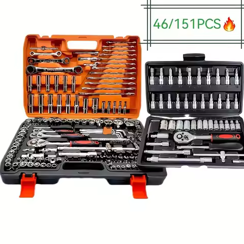 150/46pcs Socket Tool Set, Automotive & Motorcycle Repair Tool Kit - Durable Chrome Vanadium Steel, 