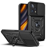 全城熱賣 - 適用於小米 Poco X4 GT 順甲 鏡頭推窗保護TPU + PC手機殼（黑色）