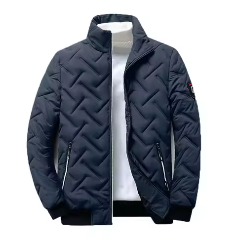 Men Parkas Solid Color Stand Collar Quilting Lightweight Mens Jacket Autumn Winter Casual Outerwear 