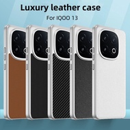 Case For VIVO IQOO 13 Back Cover Luxury Leather PC Shockproof Case For IQOO 13 Kevlar Stripe Bumper 