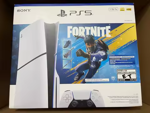 1TB SSD PlayStation 5 Slim Disc Edition Console – Fortnite Flowering Chaos Bundle, 4K UHD Blu-ray, 4