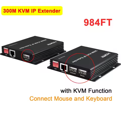 HDMI KVM Extender Over IP Rj45 Cat6 Cable 300M HDMI USB KVM Ethernet Extender Support Mouse and Keyb