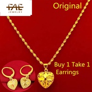 Philippines Ready Stock COD Pure Real 18K Saudi Gold Pawnable Necklace for Woman Buy 1 Take 1 Earrings Original Necklace Fashion for Women Jewelry Gold Pawnable Sale Gifts for Women