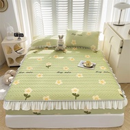 Pastoral style lace ice silk latex mattress protector fitted sheets queen/king sheet pillowcases