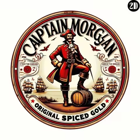 Captain Morgan Spiced Rum Metal Sign Wall Art, 1pc Iron Vintage Decor Plaque For Home Bar - 8x8 Inch