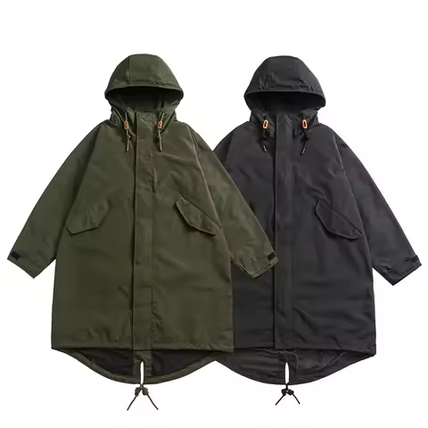 SINKACME Retro Japanese Style M65 Ame Kajiki Military Windbreaker Long Fish Tail Coat Casual Loose F