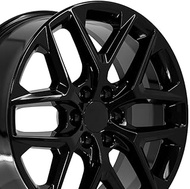 OE Wheels CV62 22 Inch Rim Fits Silverado 1500 Style 6x139.7 22x9 Gloss Black - Hollander 14078 (1)