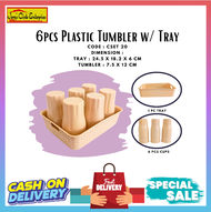 6PCS PLASTIC TUMBLER WITH TRAY/PLASTIC GLASS WITH TRAY/BASO #MOCHA #PLASTIC GLASS