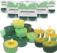 24 Pack Scented Tealight Candles, White Bee Wax & Soy Wax Blended Candles, 2 Scents Fig & Pear and W
