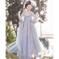 [Ready Stock] Hanfu Ancient Costume Traditional Hanfu Chinese Style Women's Clothing Improved Hanfu Made in Tang Dynasty Breast-length Double-Layer Big Sleeve One-Piece