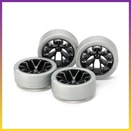 Tamiya Mini 4WD Special Project Product Hard Low Height Tires (Silver) & Carbon Reinforced Wheels (Y