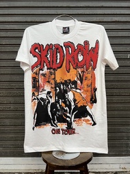 เสื้อวงskid row สีขาว วินเทจ สกรีนทั้งตัว เสื้อวงดนตรีต่างประเทศ