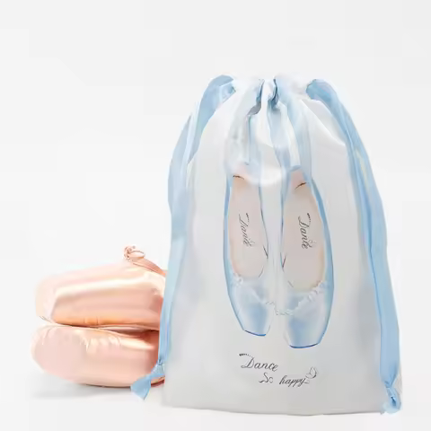 4color Dance Shoe Storage Bag Satin Drawstring Pouch Ballet Pointe Shoe Dustproof Pouch 18x28cm