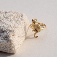 坐著的貓戒指，925銀，貓戒指，貓銀戒指，可疊戴戒指