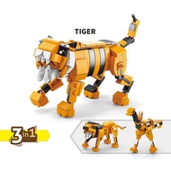 Block Animal 3 in 1 Transform Karakter Hewan /Fitur 4 in 1 Susun-Tiger