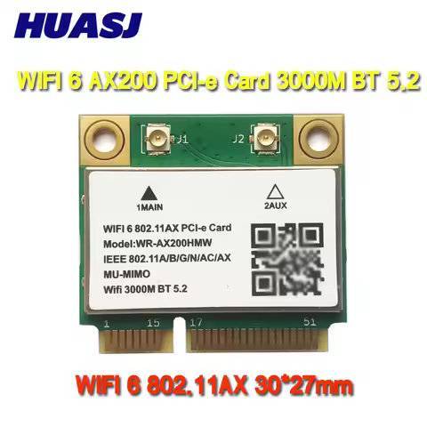 Huasj wifi 6 6e 802.11ax ax200 ax210 mini pci-e ax3000h bluetooth 5.2 2.4ghz/5ghz adaptador pk 9260a