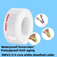 Pure Copper Core RVV Cable 2 3 4 Core 0.5 1.0 1.5 2.5 sq mm Electrical Wire Flexible Power Cable