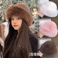 Russian Mongogogo Style Soft Fur Beanie Hat Winter Fur Bucket Hat Stylish Fashion Spring