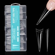 240pcs XXL False Nails Super Long Stiletto Nails Press On Acrylic Nail French Half Cover Gel Tips Na