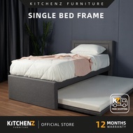 [FREE Shipping] Kitchenz Divan Single Size Linen Fabric Bed Frame Pull Out Bed Frame DV012S/DV3363/D