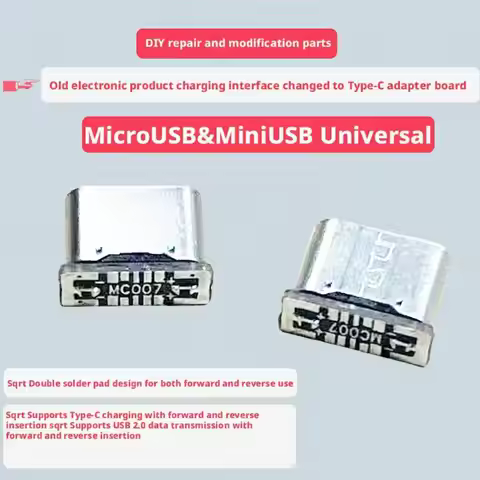 5PCS MC007 Micro USB to Type C Adapter Board DIY Repair Modification Converter Support Charging USB2