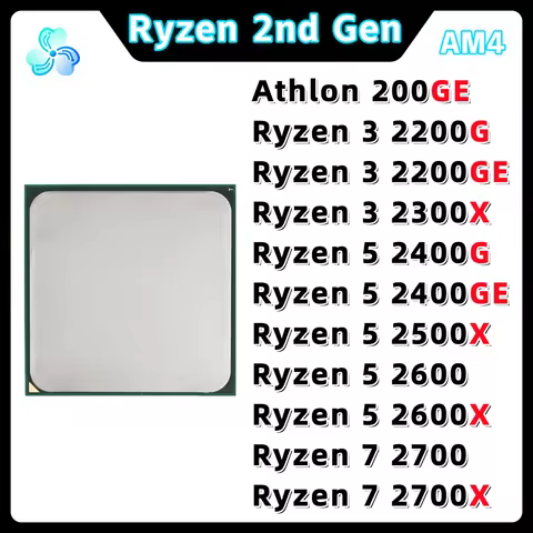 Ryzen 2nd Gen CPU R3-2200G/2200GE/2300X R5-2400G/2400GE/2500X/2600/2600X R7-2700/2700X Athlon 200GE 