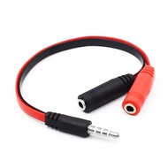Red and Black20cm Single Hole3.5Male to Dual3.51-to-2 Audio Cable Mobile Phone Headset/Microphone 2-