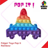 (Pop It - Aircraft JET RAINBOW) Fidget Toys Pop It Squishy Popit