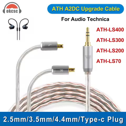 OKCSC A2DC Standard Balanced Earphone Cable for ATH-LS50/LS50iS LS70/LS70iS ATH-E40/E50/E70 4 Core U
