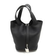 HERMES Picotin Lock PM 手提包 Clemence 皮革 Noir 黑色 二手 女士 Z SHW